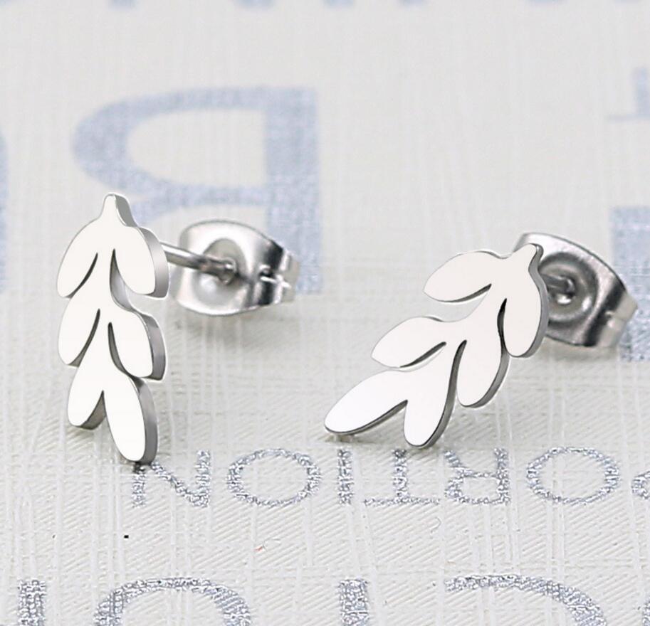 Wholesale Tree Leaf Stainless Steel Ear Studs
